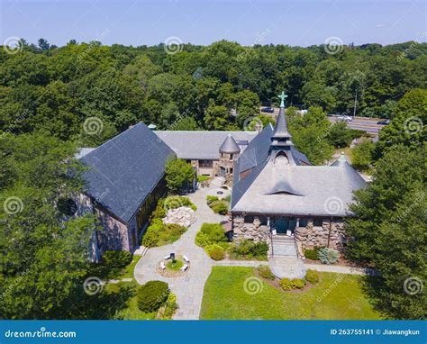 Wellesley Town Center Aerial View, MA, USA Stock Image - Image of ...