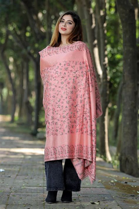 Peach kashmiri zari shawls – CraftKashmir