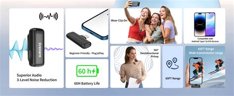 GRENARO J13 Wireless Mic, Noise Reduction Lapel Mic with Charging Case ...