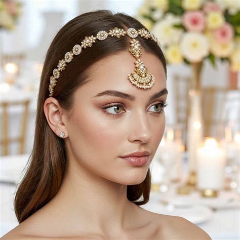 Golden Tripti Hairband With Tikka – Bling Bag