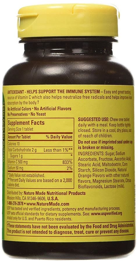 Nature Made 500 mg Vitamin C Chewable Tablet 60 Count