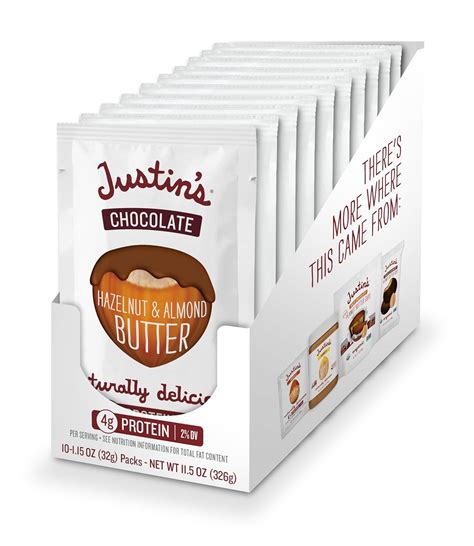 Amazon.com : Justin's Chocolate Hazelnut & Almond Butter Squeeze Pack ...
