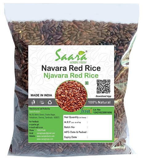 SAARA Navara Red Rice, 9.950 Kg | Njavara Rice | Njavara Red Rice ...