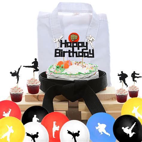 61PCS Karate Birthday Party Decorations Kits with Happy Birthday Cake ...