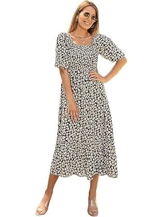 Buy Sheetal Associates Women's Casual Flower Print Puff Sleeves Maxi ...