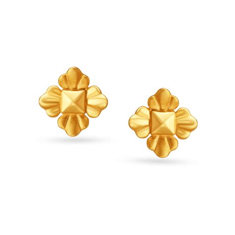Adorable Floral Gold Stud Earrings For Kids