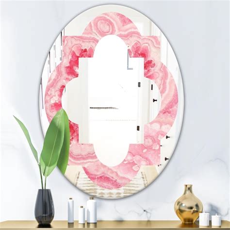 Designart Designart Mirrors 31.5-in W x 31.5-in H Oval Pink Polished ...