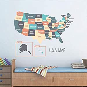 Gadgets Wrap Wall Stickers United States Map Decals for Kid Nursery ...