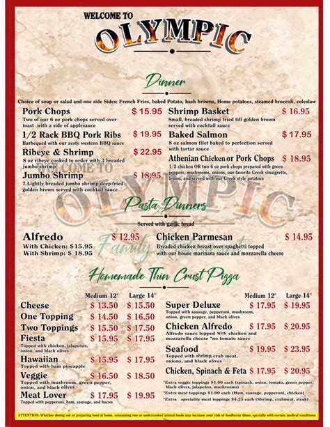 Menu | Olympic Family Restaurant Lake Geneva