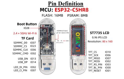 Probots LILYGO T-Dongle C5 0.96" LCD | ESP32-C5 Wi-Fi 6 USB Stick Buy ...
