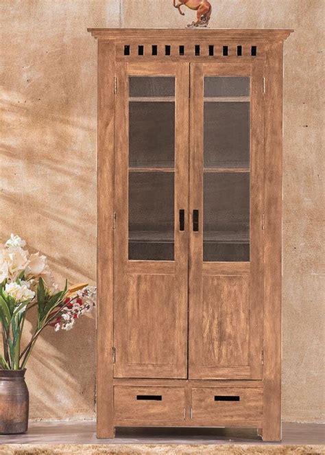 Buy Solid Wood Kuber Bookcase with Glass Doors Online | New Launches ...