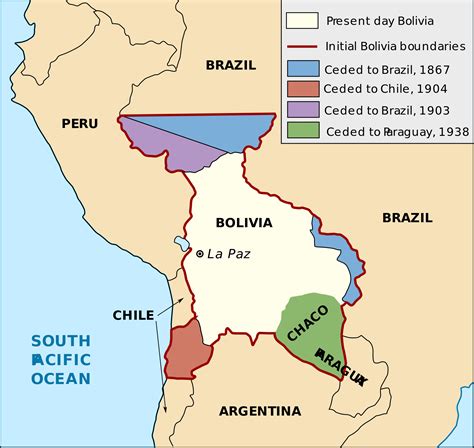 Territory that used to belong to Bolivia | ボリビア, 世界地理, 地図