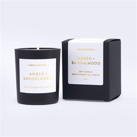 Amber + Sandalwood Scented Soy Candle • HOPSCOTCH