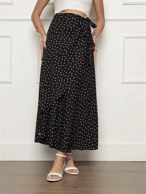 Saia envelope Feminina saia transpassada saia embrulho Midi | SHEIN Brasil