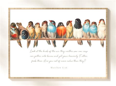 Look at the Birds Matthew 6:26 Do Not Worry Bird Bible Verse Vintage ...
