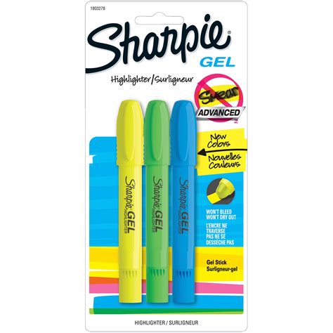 Sharpie Gel Highlighters, Assorted Colors, 3 Count - Walmart.com