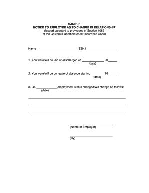 CA Sample Notice to Employee as to Change in Relationship - Fill and ...