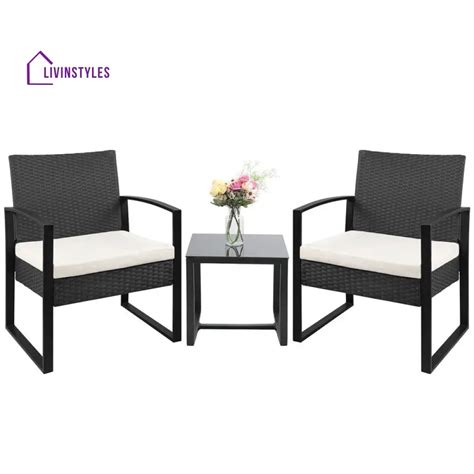 Rio Outdoor Patio Seating Set 2 Chairs and 1 Table Set (Black) – LivIn ...