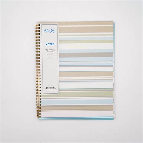 Blue Sky- Big Notebook Stripes And Gold 140 Pages - Crown Office Supplies
