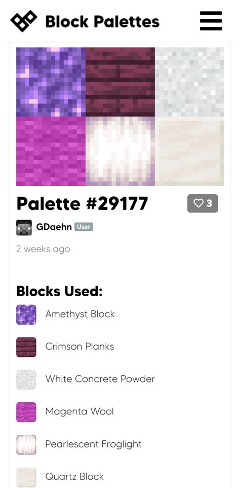Minecraft Block Palette
