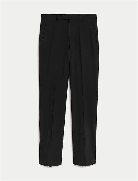 Buy Black Regular Fit Stretch Suit Trousers at Marks & Spencer