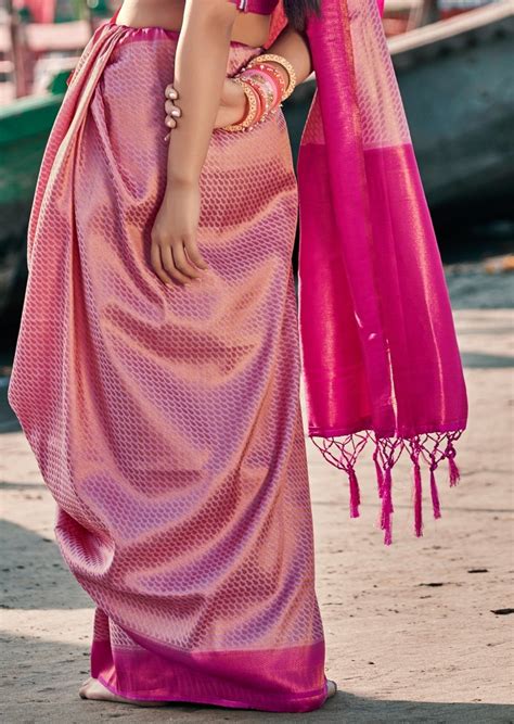 Blush Pink Pure Kanjivaram Silk Handloom Saree Online For Wedding – Sunasa