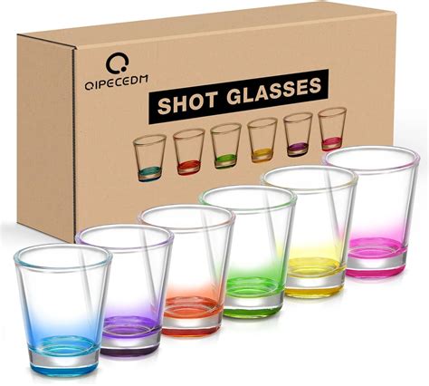 Amazon.com | Qipecedm 6 Pack Heavy Base Shot Glasses Set, 1.6 oz ...