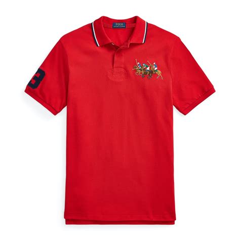 Polo Ralph Lauren || Men Red Custom Slim Fit Triple-Pony Polo – FASHION ...