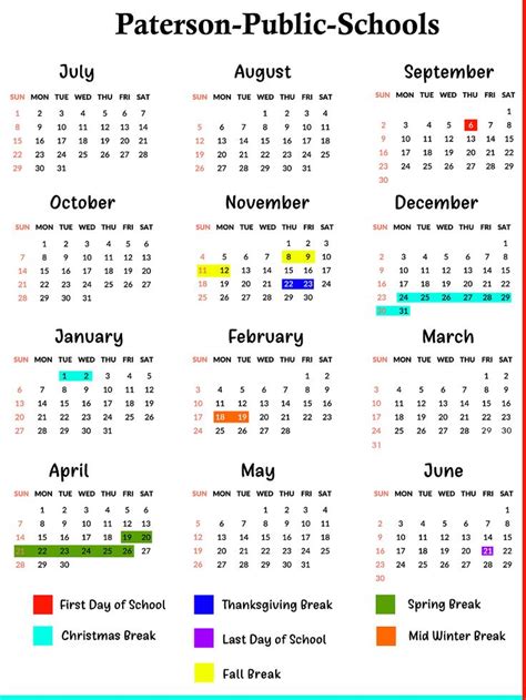 Paterson District Calendar - Printable Calendars AT A GLANCE