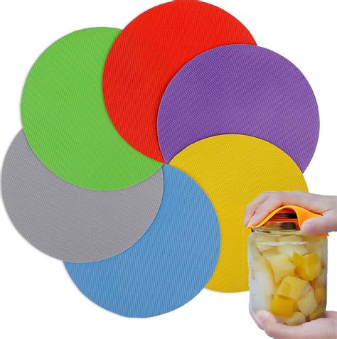 Rubber Jar Opener Pads Set of 6,Round Non-Slip Gripper Pads for Jars ...