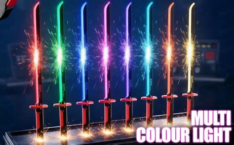 VikriDA Neon Sword Spark Blade Toy with Hit Sensor, Sound & Fog Effect ...