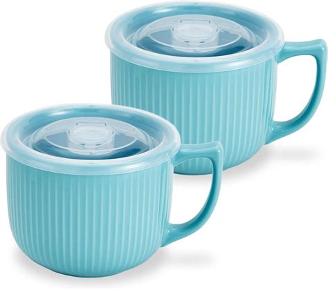 Amazon.com | Hoilse Ceramic Soup Bowl with Handle 32oz – Microwave ...