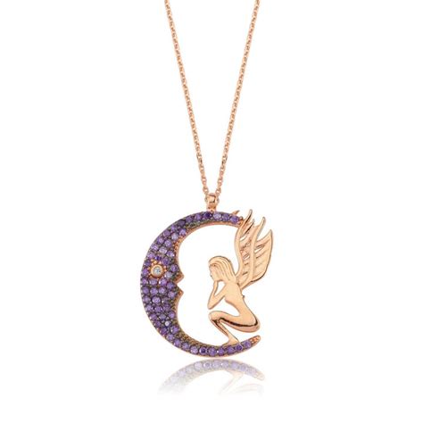 Amethyst Moon Fairy Necklace In Gold – Inaara