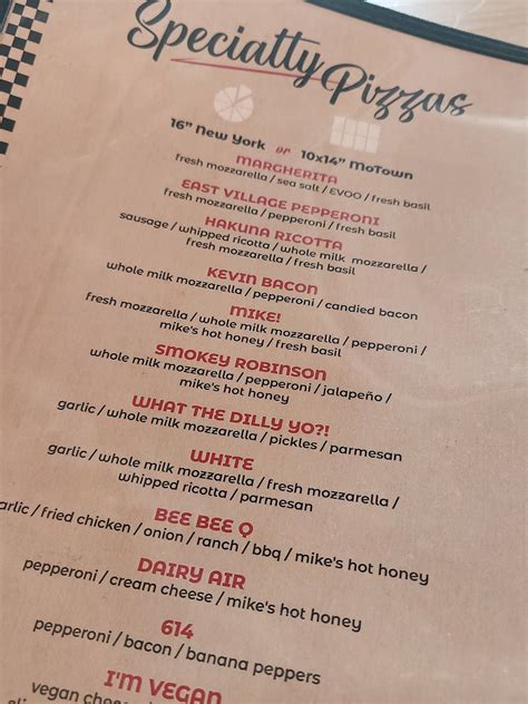 Menu at Sexton's Pizza pizzeria, Hilliard