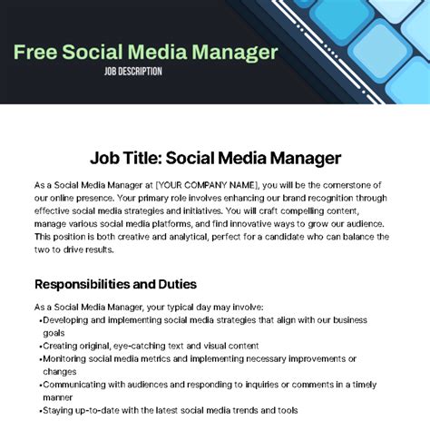 Social Media Manager Job Description Guide: Tips, Templates – Silke Nolden