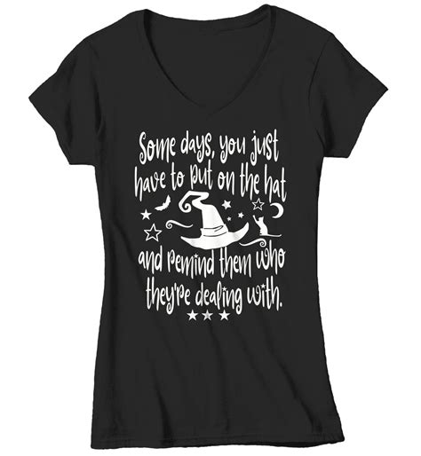 Women's Funny Halloween T Shirt Funny Witch TShirt Put On Hat Remind ...