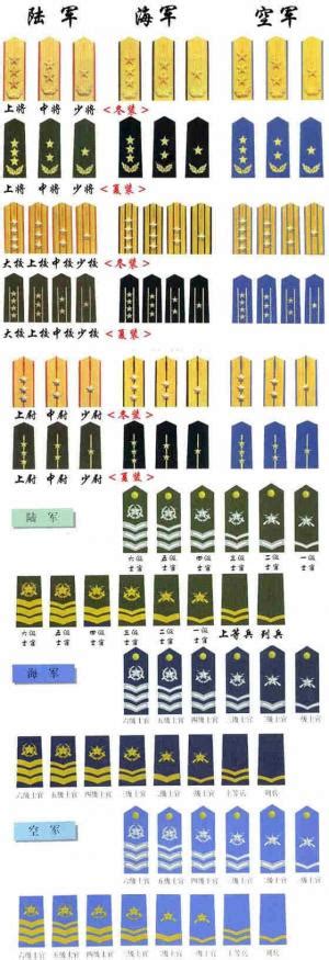 军衔等级肩章排列图片，肩章排列图及对应军衔(列兵最低/上将最高) — 探灵网
