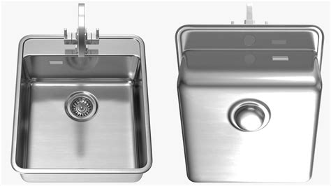 3D Stainless Steel Inset Sink with Angular Tap model | 3D Molier ...