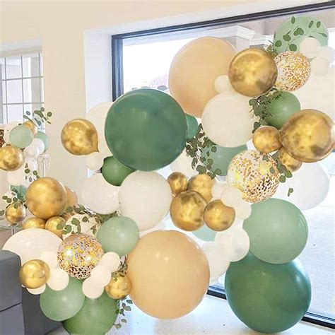 Sweet Baby Co. Sage Green Balloon Garland Arch Kit with Eucalyptus ...