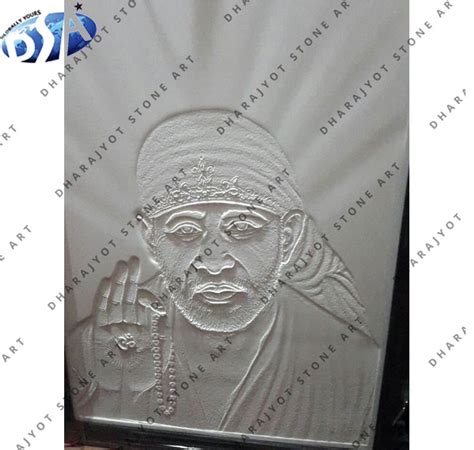 White Stone Sai Baba Wall Hanging – Dharajyot Stone Art