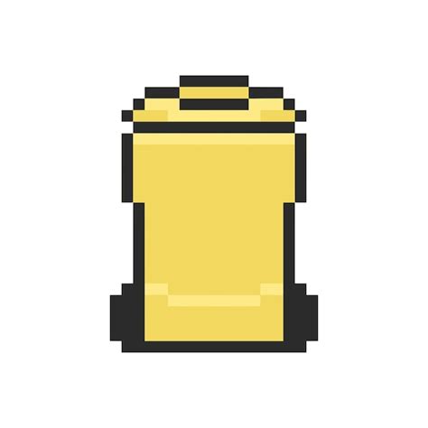 Yellow trash bin pixel art | Premium Vector
