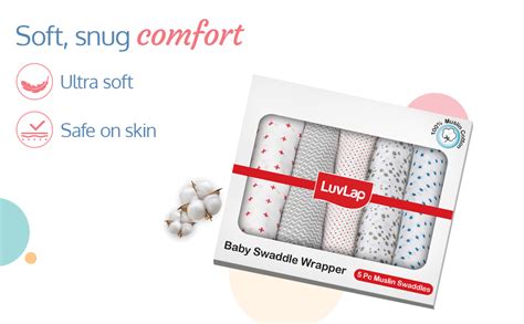Buy LuvLap 100% Cotton Muslin Baby Swaddle Set, Pack of 3, Size-120cm x ...