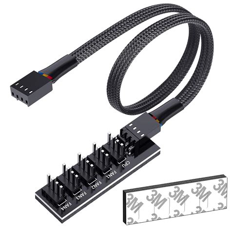 Buy Motherboard PWM Fan Hub Splitter, 4 Pin Sleeved 1 to 5 Splitter 5 ...