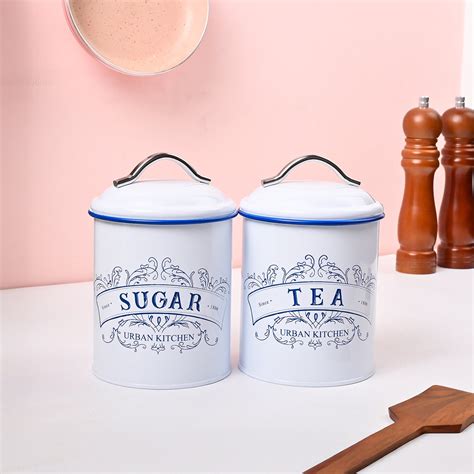 VON CASA White Iron Tea & Sugar Jar Set of 2 – Vintage Storage Solution ...