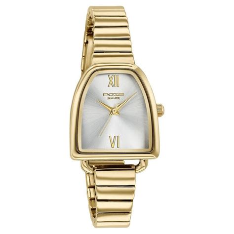 Buy Online Poze By Sonata Quartz Analog Silver Dial Gold Metal Strap ...