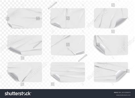 Crumpled White Rectangle Sticker Label Curled: เวกเตอร์สต็อก (ปลอดค่า ...