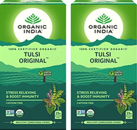 ORGANIC INDIA Tulsi Original 25 Tea Bags- (Pack Of 2) Tulsi Green Tea ...