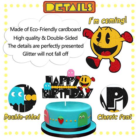Cake Topper for Pacman 80s Arcade Game Themed Happy Birthday Cake ...