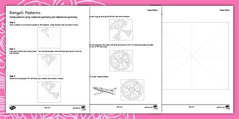 Eighth Grade Rotational Symmetry Rangoli Patterns Activity
