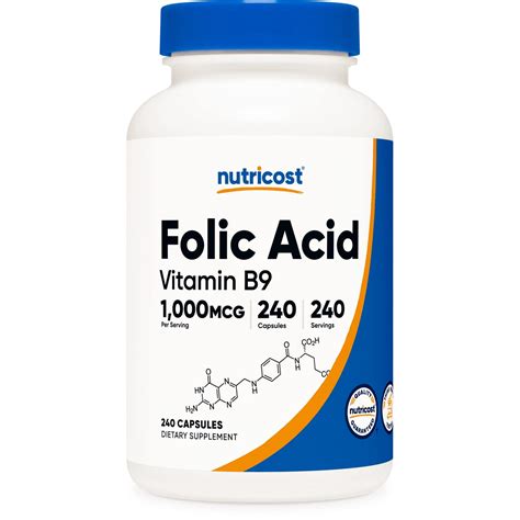 Ácido fólico B9 1000 mcg 240 cápsulas | Walmart en línea